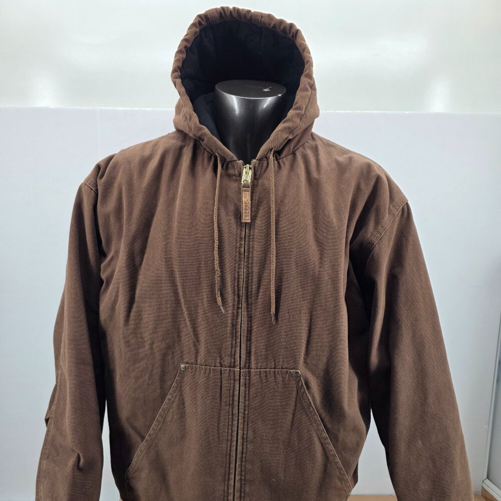 Berne Jacket Mens Size  XXLR  Brown Hooded Canvas Workwear Quilted